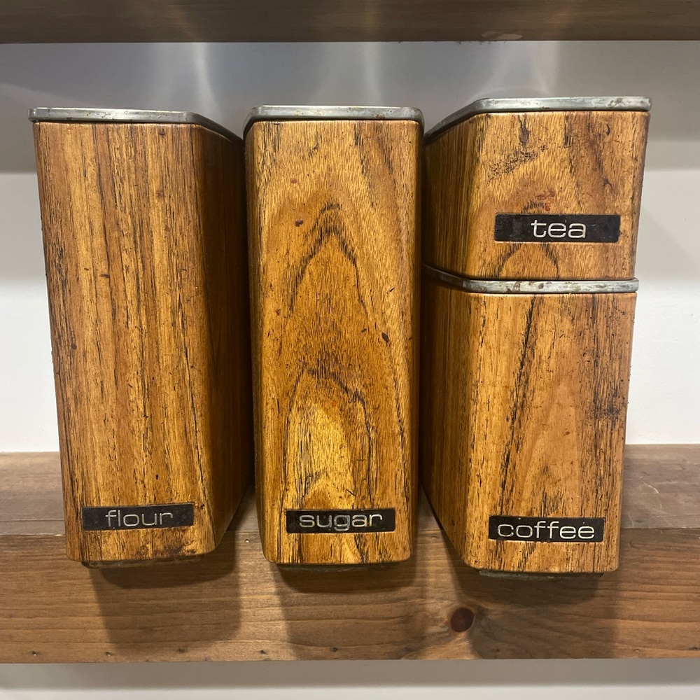 Vintage Mid Century Canister Set of 4 Coffee Tea Flour Sugar